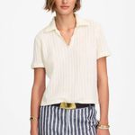 Madewell Crochet Knit V Neck Sweater Tee Polo Vintage Ivory Retro Medium NWT Photo 0