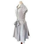 Norma Kamali  Belted Pinstripe Button Down Shirt Dress Size L Photo 3