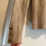 J. McLaughlin  | Sparkly Gold Flecked Light Brown Ribbed Turtleneck Shirt Size L Photo 1