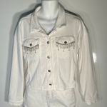 Savanna Jane White Corduroy Jacket with Silver Embellishments. Size Medium Photo 1