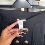 Immodel Black Knit Pleated Micro Mini Skirt with Gold Lion Buttons Size L Photo 3