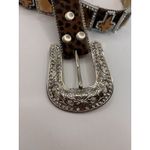 Vintage Nocona Western Leopard Haircalf Rhinestone Concho Belt Brown Silver Size XL Photo 5