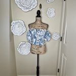 Gianni Bini Ivory/Blue French Toile Print Off Shoulder Blouse Size Extra Small Photo 1