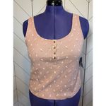 Lucky Brand Women’s Large Pink Purple Floral Sleeveless waffle Knot Retro Top Photo 1