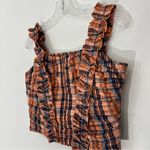 Anthropologie Verb By  Plaid Ruffled Tank in Mixed Orange Size Small Photo 2