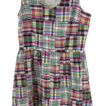 LL Bean Madras Plaid Dress 8 Cotton Patchwork Preppy Lined V Neck sleeveless Red Photo 0