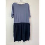Uniqlo  Shirt Dress Size L Blue Colorblock 3/4 Sleeves Cotton Modal Casual Travel Photo 6