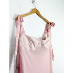 Free People  Got Glam Mesh Slip Midi Dress Large Pink Mesh Satin Tie Straps Photo 7