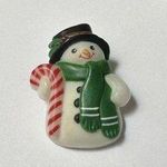 Fun World S. Lehman Snowman With Candy Cane & Green Scarf Brooch Pin Photo 0