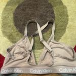 Calvin Klein Logo Band Nude Beige Racerback Bralette Bra Un-Padded Women’s Large Photo 1