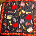 Brighton 100% silk Vintage Black and Red Scarf with Handbag and Shoe Design NWOT Photo 0