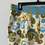 Haute Hippie  High Rise Wide Leg Palazzo Boho Linen Blue Cream Pants NWOT L Photo 2