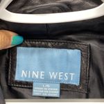 Nine West vintage Y2K 90s soft black leather jacket blazer silver buttons size l Photo 13