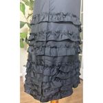 Ralph Lauren Silk Ruffle Skirt Black Size 8 Y2K Tiered Evening Party Midi Photo 3