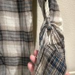 Fang Plaid Studded Shoulder Flannel Shirt Womens Size S Roll Tab Sleeves Brown Photo 4