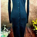 LITA By Ciara Icon Rib V Neck Cardigan Button Front Midi Dress Black M Size M Photo 6