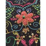 Berek Womens Size Large Flowered Shirt Long Sleeve Beaded‎ Black Photo 4