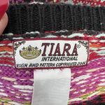 Tiara International Vintage Tiara Size M Cardigan Sweater Fair Isle Button Front Stripes Knit Women Photo 2