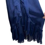 MISA Los Angeles Tayla Navy Ruffle Off The Shoulder Midi Wrap Dress Photo 4