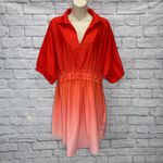 Emily McCarthy Palmer Dress Size L Cherry Red Pink Ombre Mini Knee Dolman Sleeve Size L Photo 7