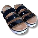 UGG  Women's Braelynn Black Patent Leather Suede Sandals Photo 2