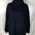 Topshop Mock Neck Sweater Navy Blue Ribbed Knit 12 Photo 2