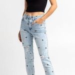 Material Girl Women’s All Over Butterfly Light Wash Skinny Mom Jeans Size 7 Photo 0