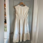 Time and Tru Women's L Cream Denim Ruffled Tiered Cottagecore Sleeveless Dress Size L Photo 4