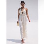 Cult Gaia silk off white halter open back backless Maxi Dress NEW Photo 2