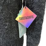 Sweet & Sinful Black Eyelash Knit Keyhole Front Mock Neck Sweater Womens Large Photo 10