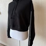 Victoria's Secret PINK Black Campus Bling Cropped Hoodie Size S Oversized Photo 2