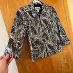 Joseph Ribkoff  Veston Jacket Blazer Black Silver Zip Abstract Lines Size 8 Photo 5