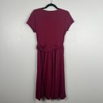 Garnet Hill Women's Gathered Waist Dress Burgundy Sz M Photo 5