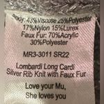 Show Me Your Mumu  Lombardi Sparkle Faux Fur Collared Silver Cardigan sz Medium Photo 4