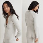Madewell x Aimee Song Top Shimmer Polo Sweater Ribbed Vapor S NWT New Photo 2