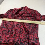 Kasper  Women's Red Black Floral Print‎ Button Down Tie Neck Blouse Shirt Size 12 Photo 2
