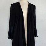 Ellen Tracy Solid Black Open Front Cardigan Photo 0
