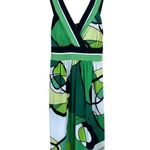 City Triangles  Patterned Summer Dress‎ Womens S Green Sleeveless Padded Back Tie Photo 0