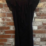 H&M Black Sheer Ruffle Deck & Sleeves Open Front Short String Belt Dress Size 2 Photo 0