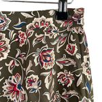 Talbots  Silk Floral Midi Skirt in Olive Green‎ Red Boho Print Zip Side, Size 12P Photo 3