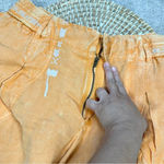 Anthropologie NWT By Embroidered Parachute Pants Linen Blend Boho Mango Mojito L Photo 9