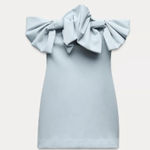 ZARA NWT VIRAL TIK TOK blogger’s FAVORITE stunning BLUE STRAPLESS BOW DRESS S Photo 3