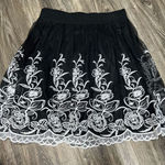 Alfani  Women's Black Skirt w/ Embroidered Overlay and Scalloped Edge Photo 1