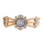 Boho Cork Bracelet Beige with Blue Medallion Accent Tan Photo 1