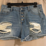 Denim Distressed Women Shorts with the flag Blue Size XL Photo 0