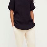 Free People FP Beach Dress Mango Sweater Mini Oversized Ribbed Knit Black M Photo 0