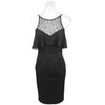 BCBGeneration Black Lace Mesh Layered Ruffle Sleeveless Mini Sheath Dress Size 4 Photo 1