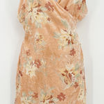 Forever 21 Forever‎ 21 Contemporary Floral Velvet Mini Wrap Dress Cami Strap Peach Size L Photo 0