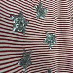 Onque Red Striped Sequin Stars Nautical Americana Top Photo 3