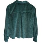 American Eagle AE Women’s Sz Medium Corduroy Cropped Button Up Shirt Green Photo 5